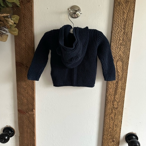 Carter’s Baby Boy 6 Months Cotton Hooded Cardigan Sweater Navy Blue Heavy - Picture 8 of 11